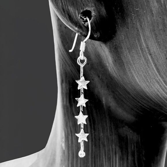 Cascading Stars Sterling Silver Earrings - Picture 3 of 3